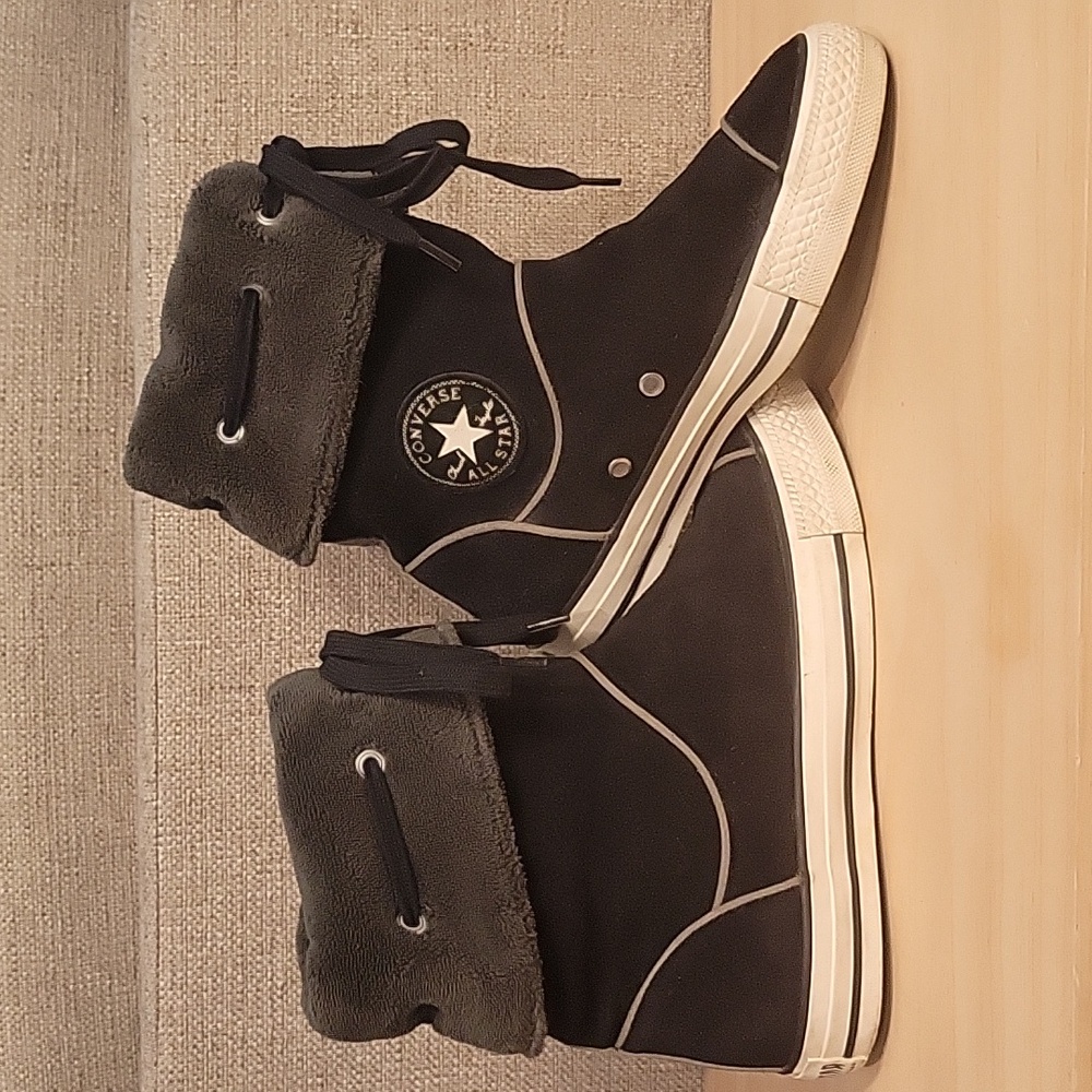 Converse Women's Black Suede Leather High-Top Sneakers In Size 7